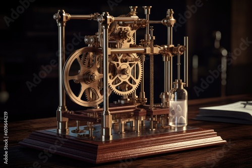 Miniature perpetual motion machine that uses motion to generate energy. Generative AI