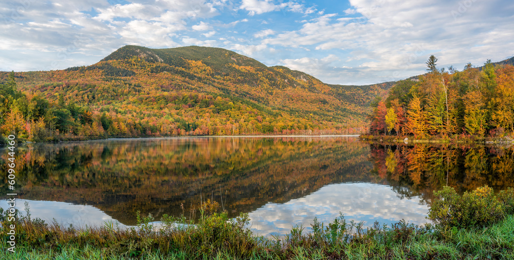 Autumn color reflection at the Basin Brook Reservoir in the White Mountains of New Hampshire Autumn color reflection at the Basin Brook Reservoir in the White Mountains of New Hampshire