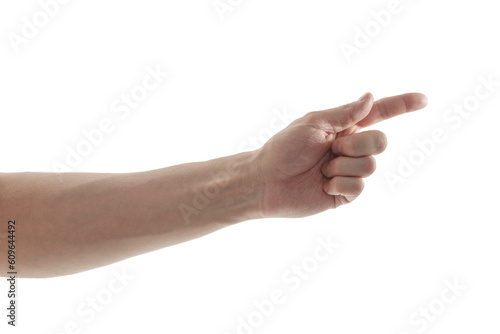 man hand touch gesture isolated on white background