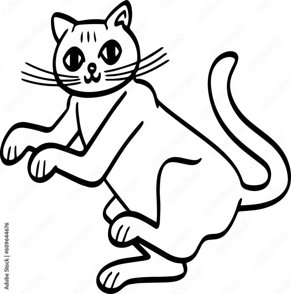 Obraz premium cute cartoon cat drawing.