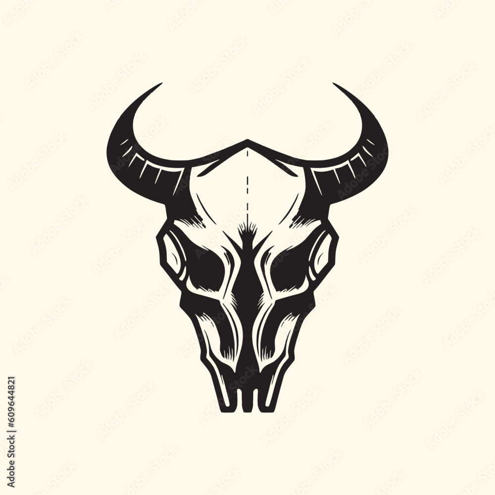 Horned Skull logo illustration design Horned Skull logo illustration design