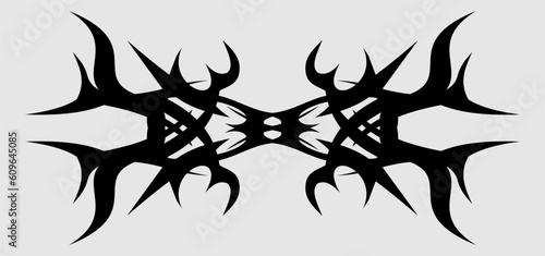 tribal tattoo symmetrical motif black, white background