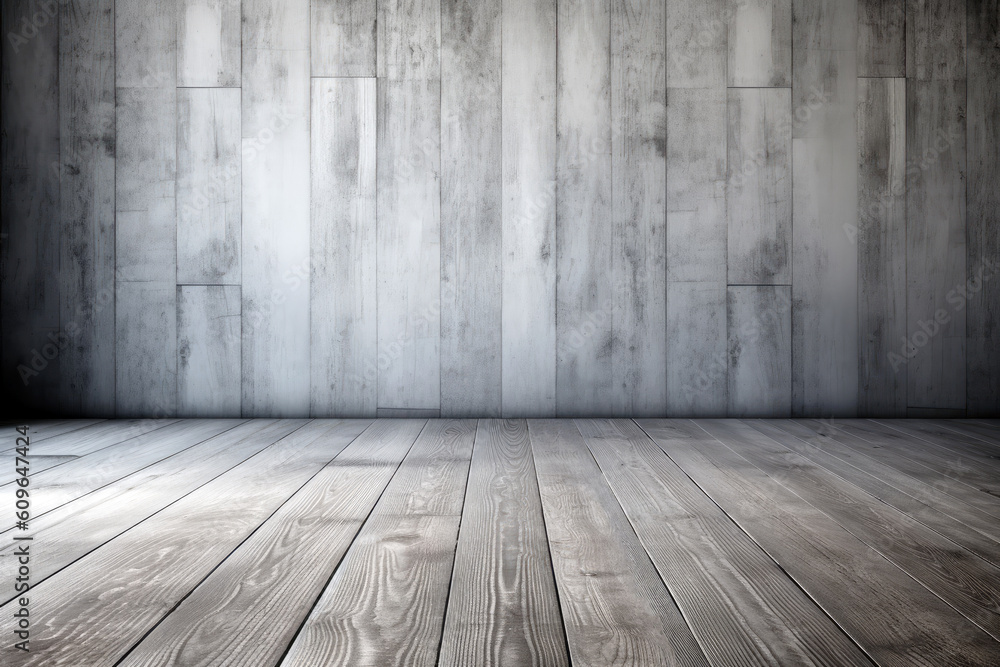 Empty room with wooden floor and concrete wall Empty room with wooden floor and concrete wall
