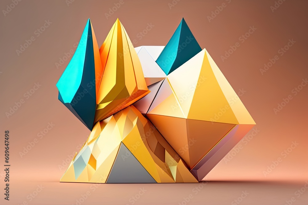 Abstract Geometric Orange Cube Generative AI Abstract Geometric Orange Cube Generative AI