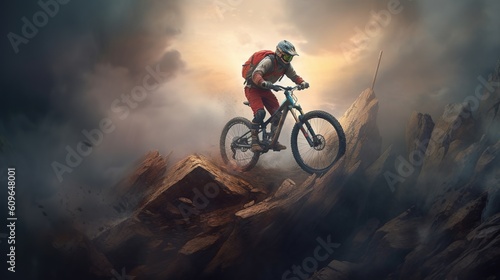 Abstract illustration with extreme sports. Travel illustration. Healthy lifestyle. Generative Ai.