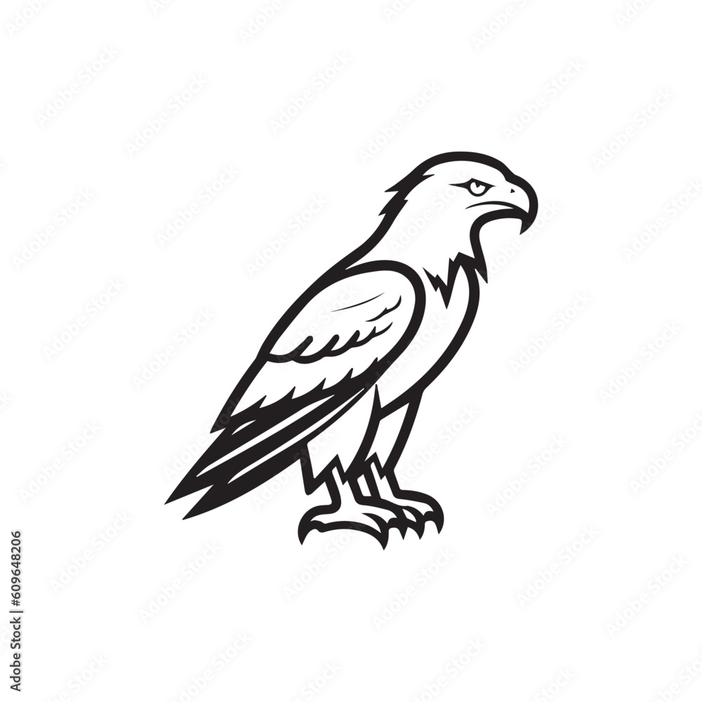 Fototapeta premium Eagle outline line art - Eagle logo - vector icon