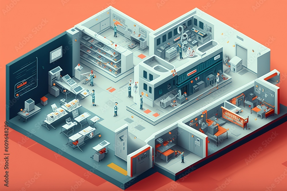 hospital isometric 3d illustration by ai hospital isometric 3d illustration by ai