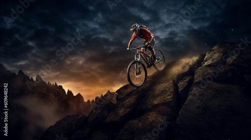 Abstract illustration with extreme sports. Travel illustration. Healthy lifestyle. Generative Ai. © imagemir