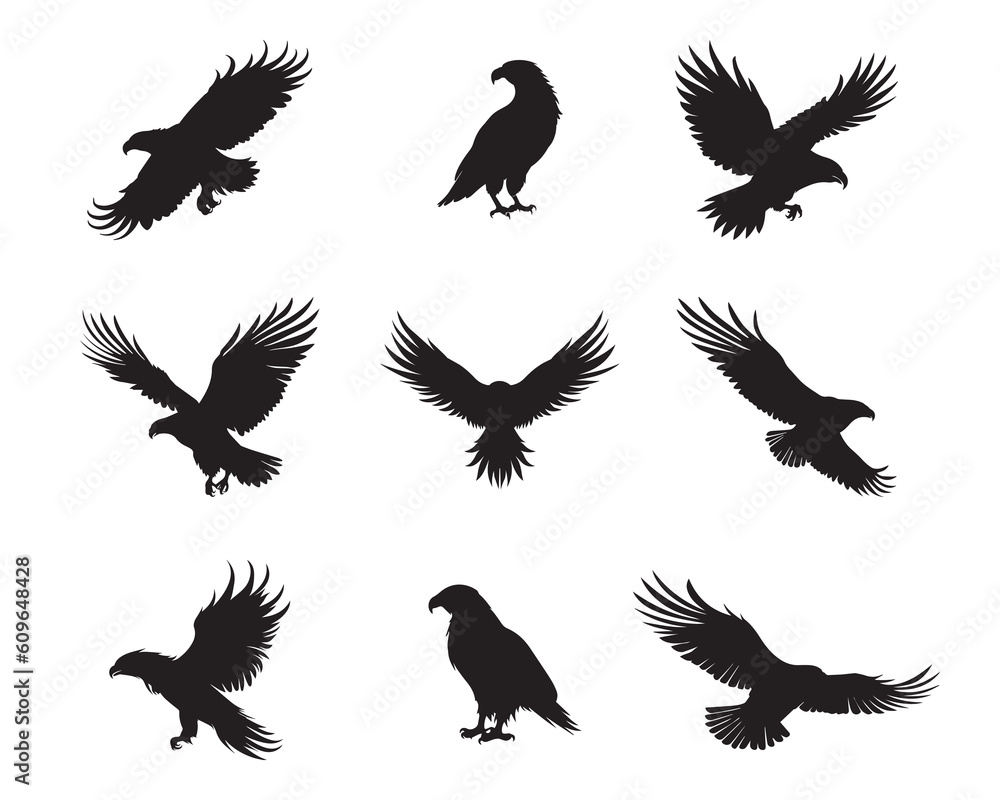 Fototapeta premium Silhouette eagle collection - vector illustration