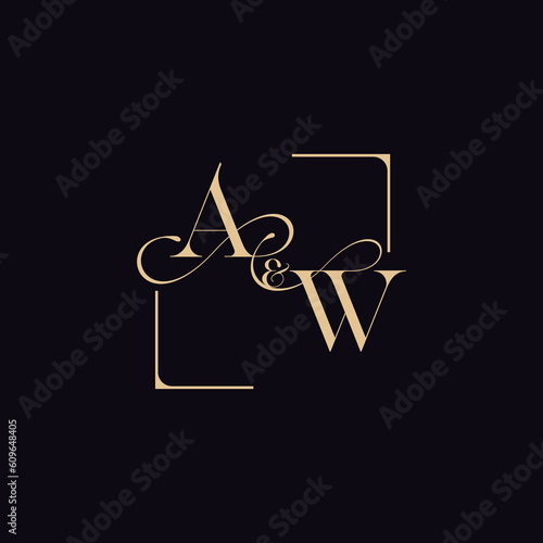 фотографія AW square sensual line concept in wedding initial gold color logo design