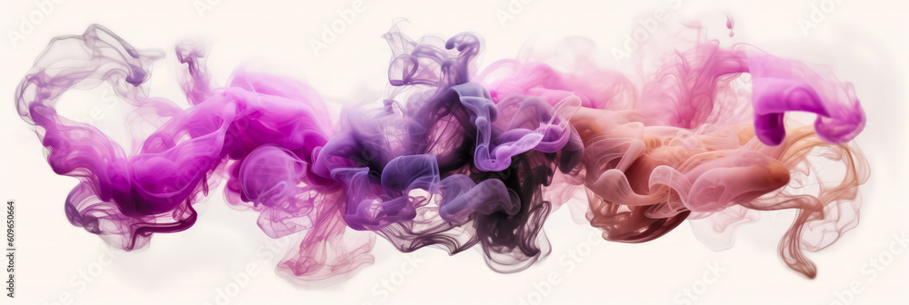 puff of smoke in neon tones, abstract art, colored steam background, smoke cloud swirl pattern, bright vivid colors. AI generated