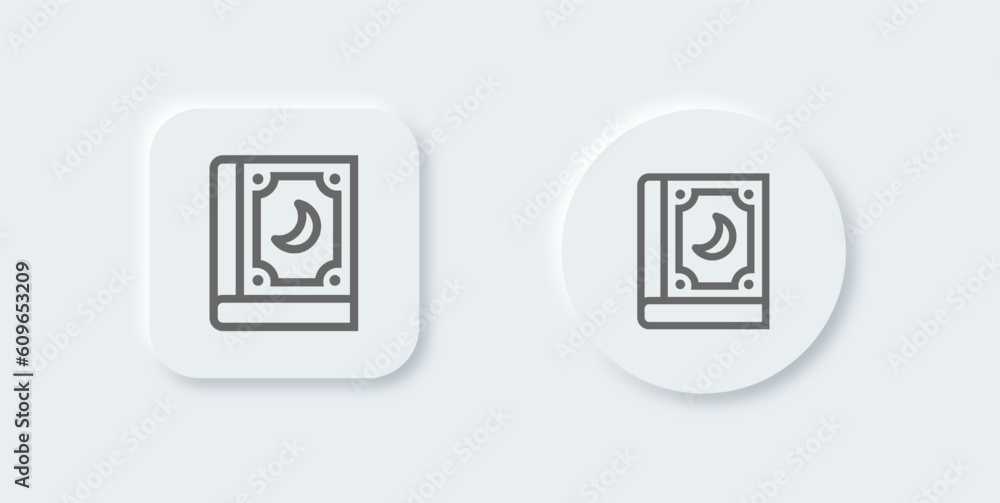 Spell book line icon in neomorphic design style. Magic signs vector illustration. Spell book line icon in neomorphic design style. Magic signs vector illustration.
