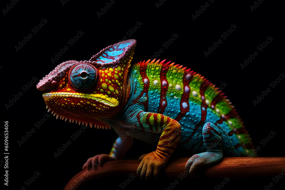 Fototapeta premium Vibrant Chameleon Camouflage - Generative AI