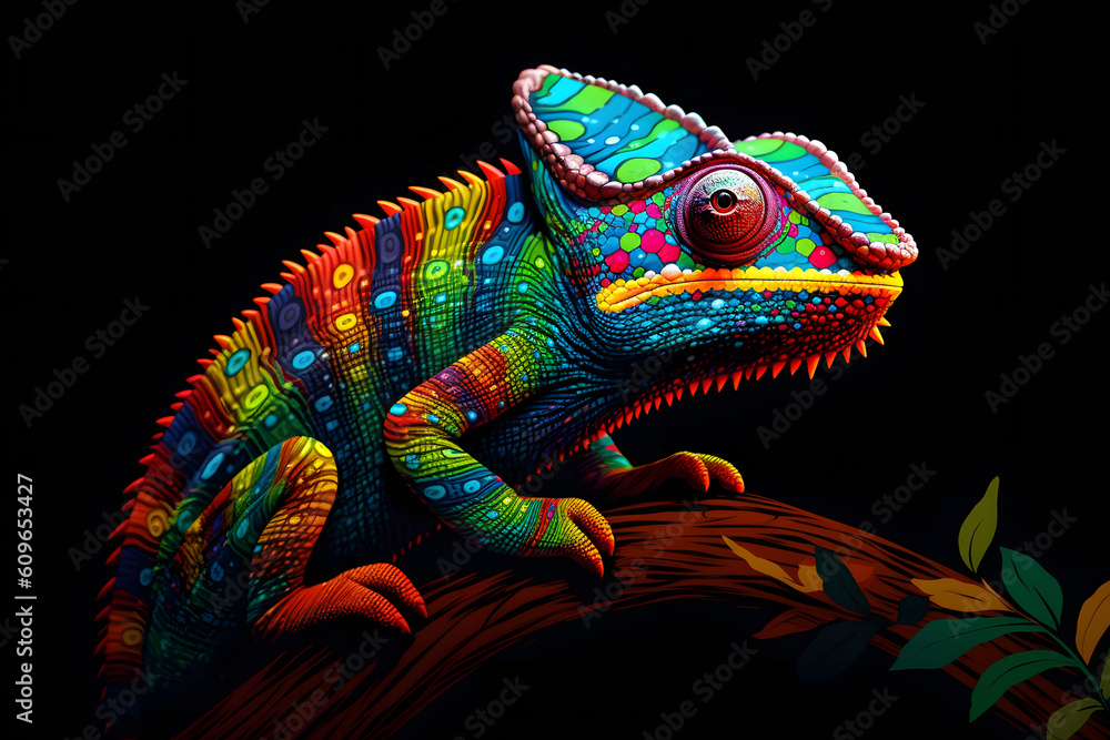Obraz premium Vibrant Chameleon Camouflage - Generative AI