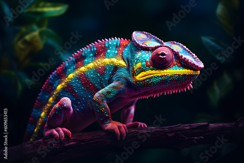 Vibrant Chameleon Camouflage - Generative AI