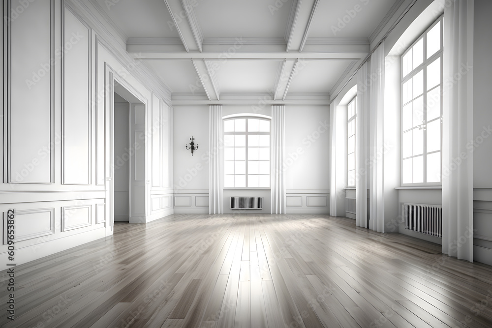Clean and Functional White Flat Interior - Generative AI Clean and Functional White Flat Interior - Generative AI