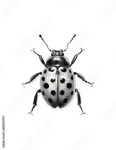 Vector based illustration of a ladybug in black and white © aj campbell