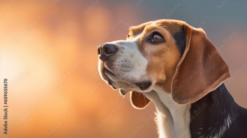 cute beagle from the side created with Generative AI technology