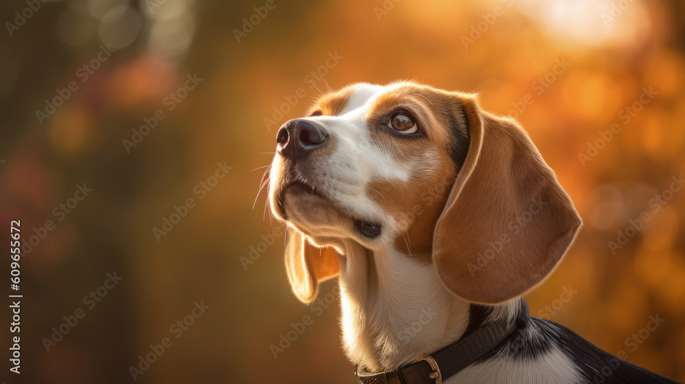 cute beagle from the side created with Generative AI technology