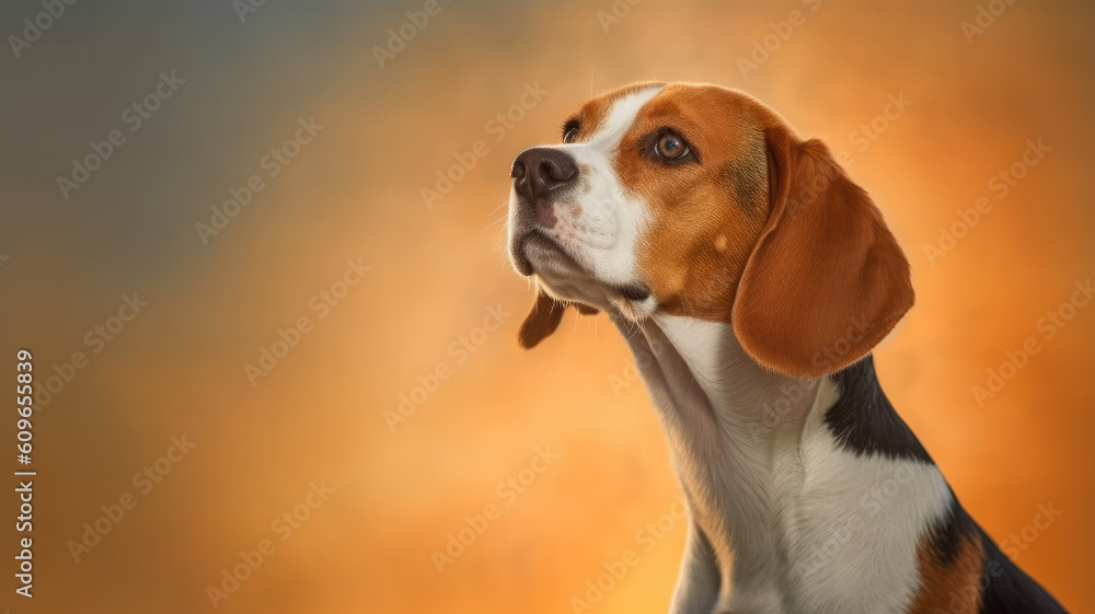 cute beagle from the side created with Generative AI technology