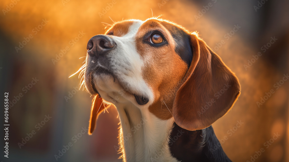 cute beagle from the side created with Generative AI technology cute beagle from the side created with Generative AI technology
