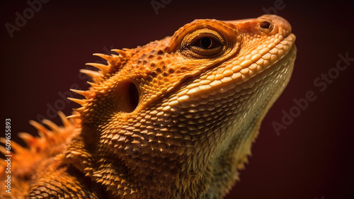 bearded dragon in detailed portrait view created with Generative AI technology