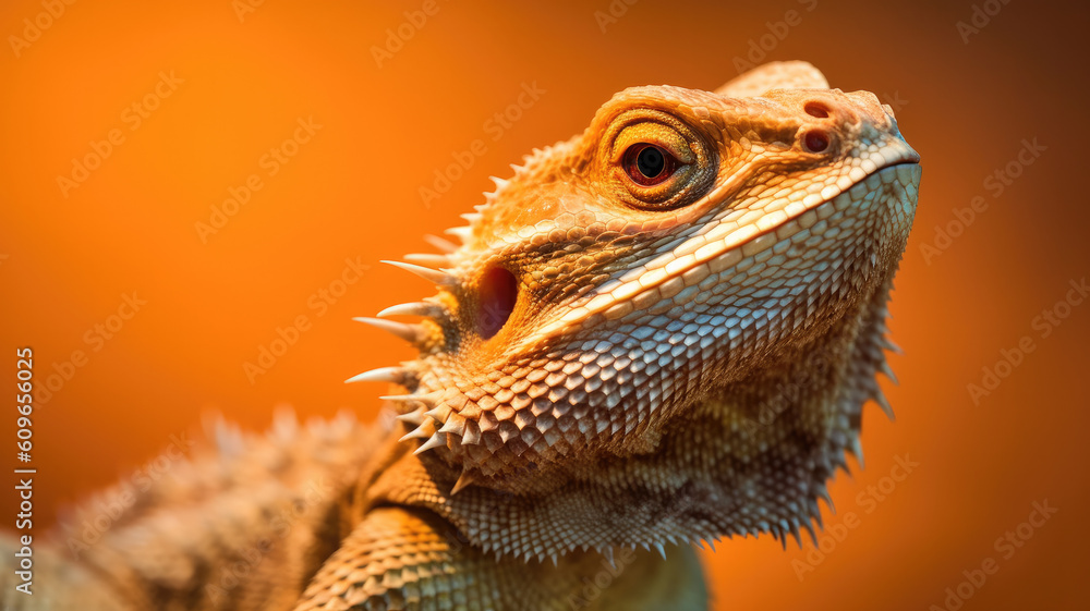 Fototapeta premium bearded dragon in detailed portrait view created with Generative AI technology