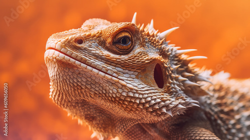 bearded dragon in detailed portrait view created with Generative AI technology