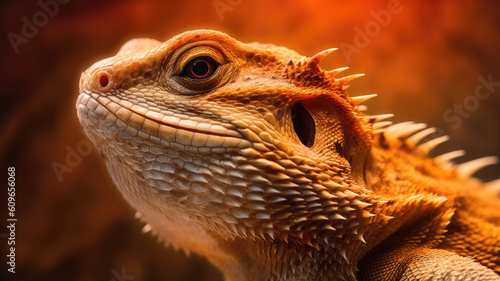 bearded dragon in detailed portrait view created with Generative AI technology