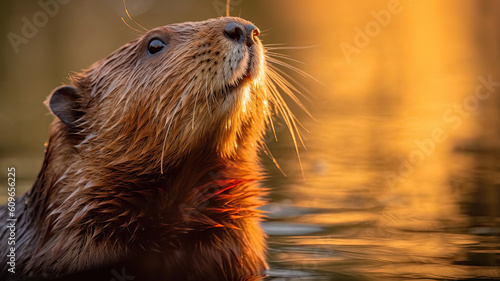 beaver in the sea created with Generative AI technology