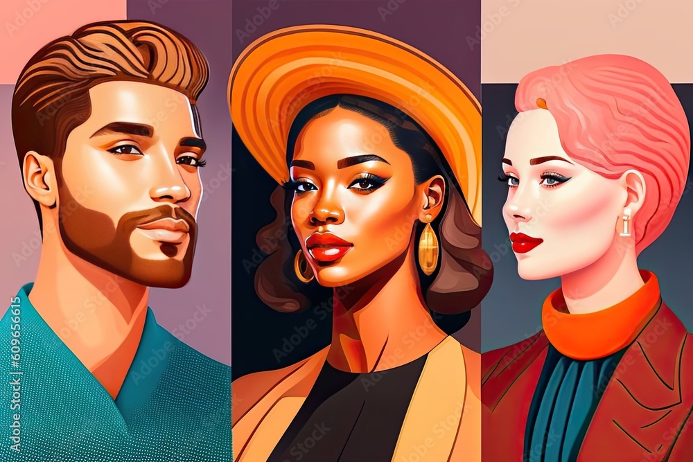 Diverse Style Design Various Portraits Generative AI Diverse Style Design Various Portraits Generative AI