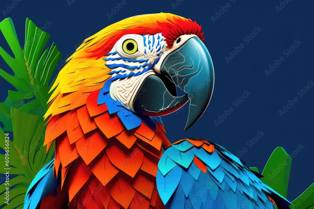 Playful Cartoon Macaw Cutout Artwork for Children