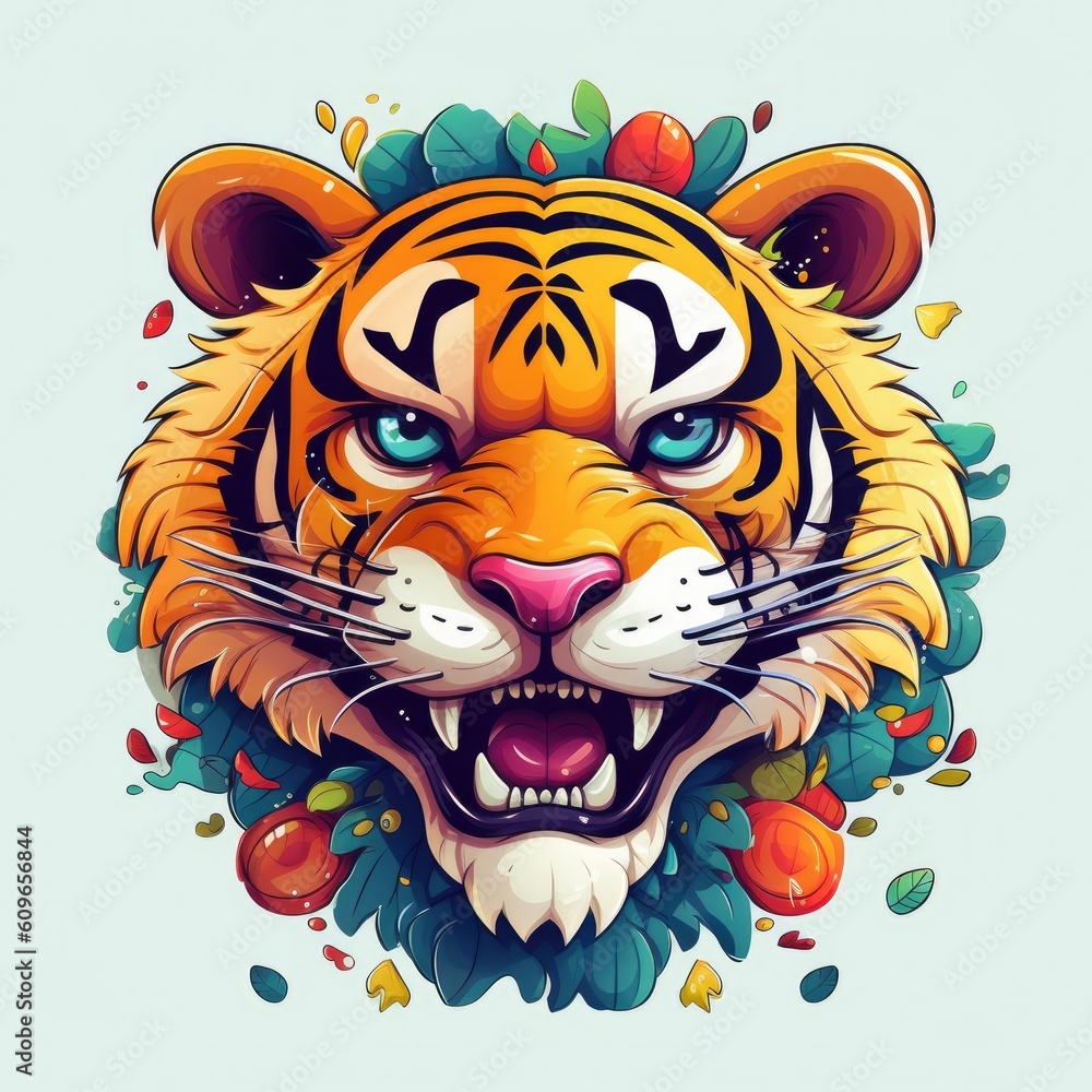 Fototapeta premium Adorable Cartoon Tiger Cub Cutout Artwork