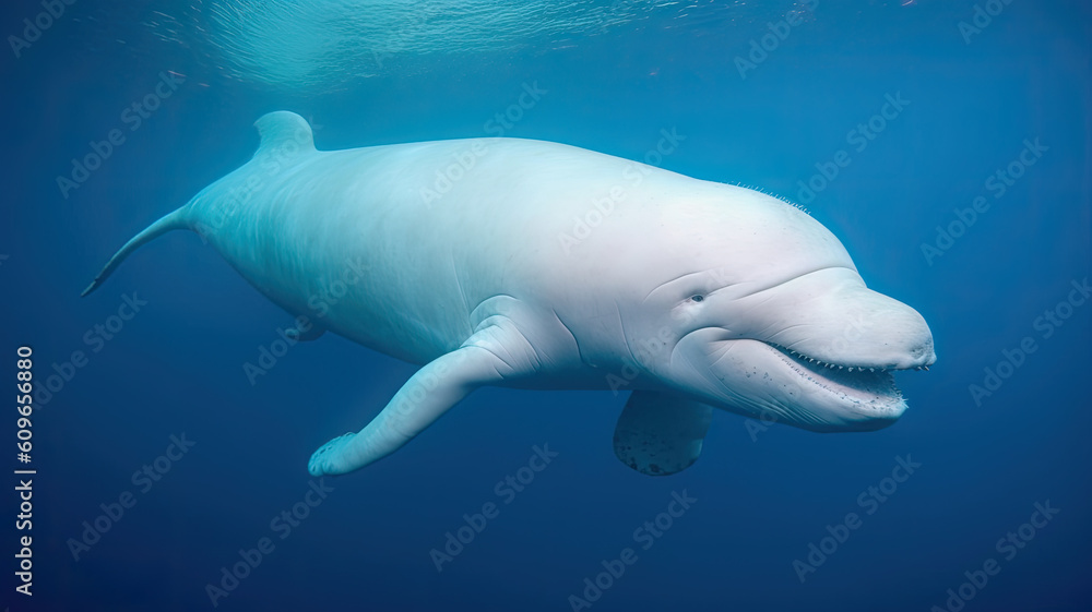 Fototapeta premium beluga whale in the ocean created with Generative AI technology