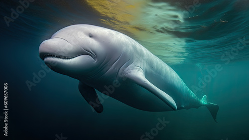 Foto beluga whale in the ocean created with Generative AI technology