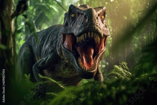 Tyrannosaurus Rex Roaring the Jungle © Arthur