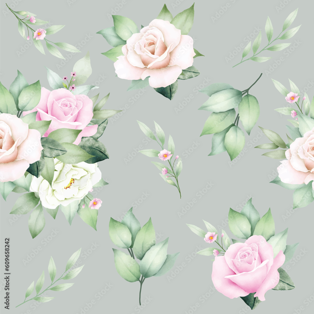 beautiful flower roses seamless pattern watercolor
