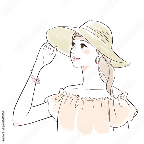帽子をかぶっている綺麗な女性 photo