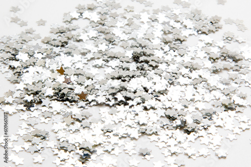 Sequins and glitters on a white background