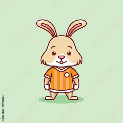 Wallpaper Mural minimalist cute rabbit animal wearing soccer shirt cartoon flat icon vector Illustration design. simple modern cute rabbit isolated flat cartoon style Torontodigital.ca