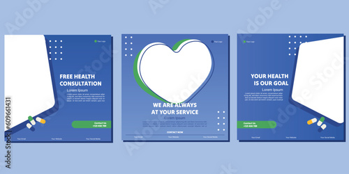Medical healthcare service social media post template design. Hospital, doctor, clinic and dentist health business promotion flyer poster.