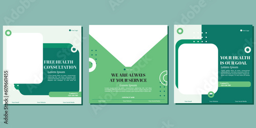 Medical healthcare service social media post template design. Hospital, doctor, clinic and dentist health business promotion flyer poster.