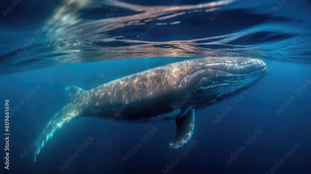 Fototapeta premium blue whale created with Generative AI technology