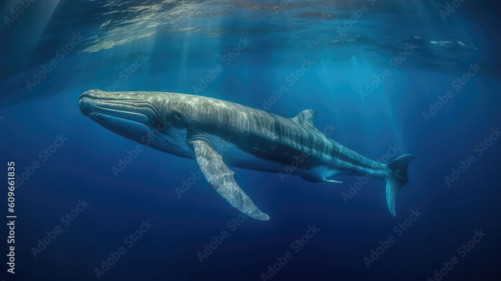 Fototapeta premium blue whale created with Generative AI technology