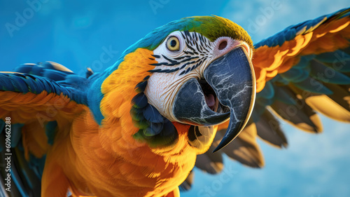 yellow macaw in the nature created with Generative AI technology