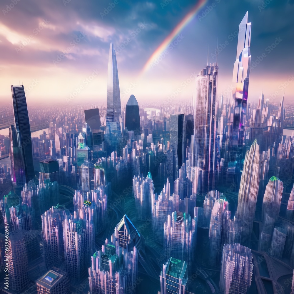 Futuristic city illustration capturing the essence of a vibrant metropolis