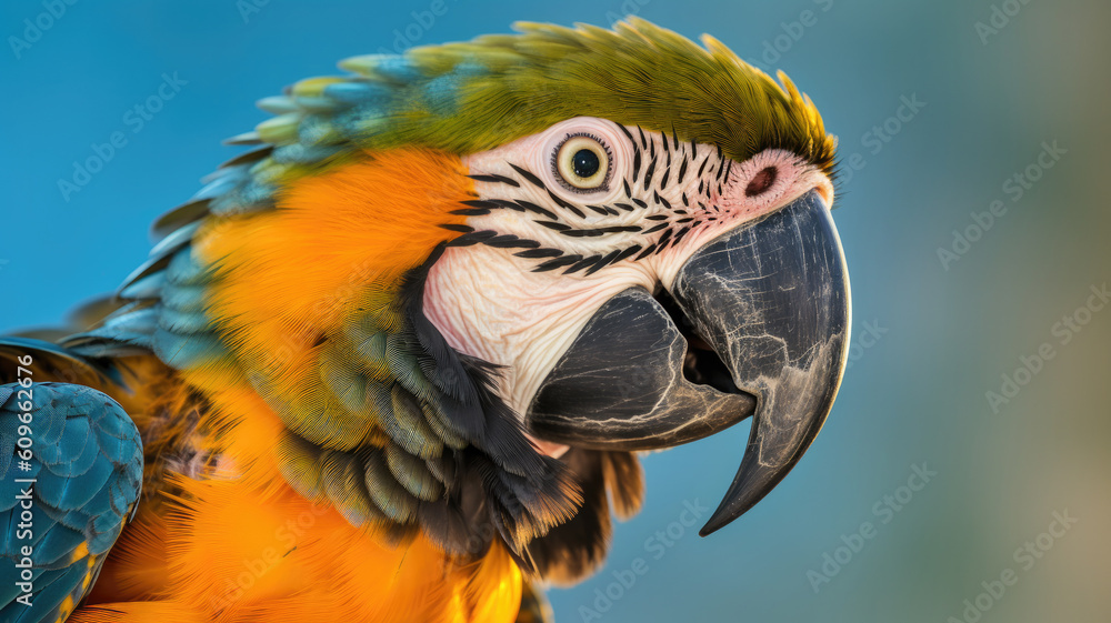 yellow macaw in the nature created with Generative AI technology