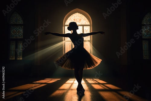 Ballerina Silhouette Expressing her Elegance and Poise in Dance