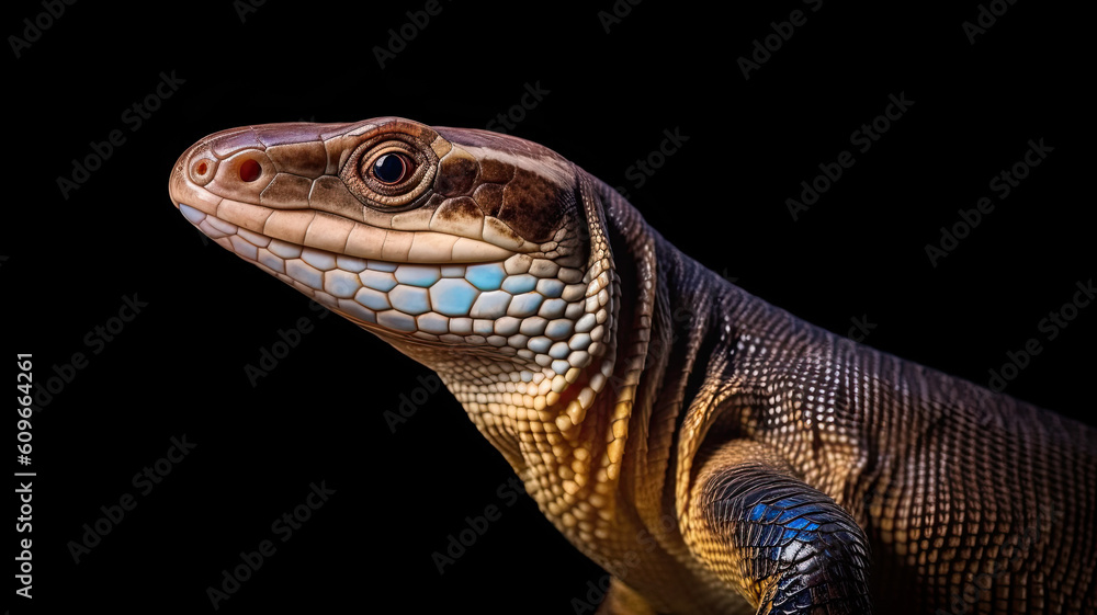 Obraz premium tongued skink with colorful skin created with Generative AI technology
