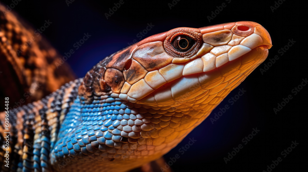 Obraz premium tongued skink with colorful skin created with Generative AI technology